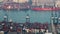 Containers Port Hong Kong skyview day time-lapse. pan up