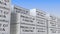 Containers with PRODUCT OF ROMANIA text in a container terminal, loopable 3D animation