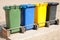 Containers in a row for separate garbage collection