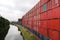Containers stacked at a container port, Trafford Park, Manchester
