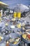 Containers of used oil and other toxic household chemicals awaiting further disposal at a Unocal station in Los Angeles