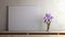 Contemplative Absurdity: 3d Rendering Of Blank White Wall With Purple Flower