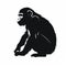 Contemplative Absurdity: A Chimpanzee Silhouette In Golden Age Illustration Style