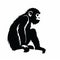 Contemplative Chimpanzee Silhouette: Bold Graphic Illustration On White Background