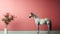 Contemplative Minimalism: 3d Rendering Of A Cute Horse In A Pink Room