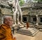 Contemplative monk at Angkor Wat