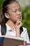 Contemplative Student Teenager School Girl With Textbooks