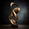 Contemporary Abstract Bronze Sculpture: Twisting Form in Elegant Interior