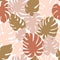 Contemporary abstract floral seamless pattern. Monstera leaves various form and colors.