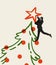 Contemporary art collage. Creative design. Man in a suit putting star on christmas tree. Preparation