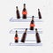 Contemporary art collage, modern design. Retro, minimalism style. Beer, wine bottles isolated on light background