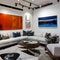 Contemporary Art Collectors Gallery: A contemporary art gallery-style living room with track lighting, sleek white walls, and ab