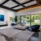 Contemporary Art Collectors Gallery: A contemporary art gallery-style living room with track lighting, sleek white walls, and ab
