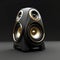 Contemporary Black And Gold 3d Speaker On Black Background