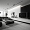 Contemporary Black And White Living Room With Multimedia Inspiration