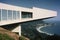 Contemporary Building on a Cliff above a Beach Coastline