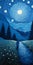 Contemporary Canadian Art: A Night Sky Scene With Optical Illusion And Detailed Mountainous Vistas
