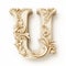 Contemporary Carved Ornamental Alphabet U Clipart In Cream