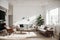 Contemporary Clean living room interior with Sofa, table and Ceiling light. ing