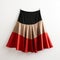 Contemporary Color-blocked Leather Skirt: Red And Tan