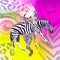 Contemporary digital funky minimal collage poster. Zebra Girl funny metamorphosis. Back in 90s. Pop art zine fashion, music,