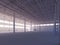 Contemporary empty white warehouse illuminated by sunlight interior 3d illustration