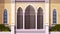 contemporary facade of catholic church architecture christian religion culture concept horizontal