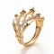 Contemporary Fairy Tale Inspired Gold Ring With Diamonds