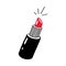 Contemporary female poster. Red lipstick. Makeup product tube. Abstract minimalist sketch. Women cosmetics. Bright lip