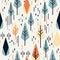 Contemporary Forest Wallpaper: Light Navy And Amber With Cute Cartoonish Designs