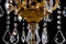 Contemporary gold chandelier isolated on black background. close-up . Crystal chandelier
