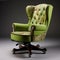 Contemporary Green Office Chair With Intricate Carvings