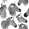 Contemporary head zebra seamless patter. Black and White Fabric Pattern Design. Illustration of seamless zebra pattern