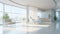 a contemporary hospital, highlighting the minimalist design, clean lines, and soothing colors that contribute to a calm