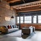 A contemporary, industrial loft with exposed brick walls, concrete floors, and open ductwork3, Generative AI