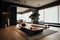 contemporary japanese style interior with sleek furniture, minimalist design and modern art