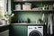 Contemporary laundry room interior design in realistic style with modern features and decor