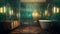 Contemporary luxury Art Deco bathroom, emerald green walls, gold-framed mirrors, gold-plated fittings and faucets