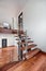 Contemporary Mahogany stairs in new house view from landing