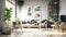 Contemporary minimalistic living room design with plenty of natural light. Generative AI