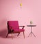 Contemporary pink phux armchair
