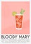 Contemporary poster Bloody Mary cocktail from tomato juice with celery stalk and cutted lime piece. Classic alcoholic