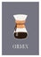 Contemporary poster with chemex glass pot and hot freshly brewed speciality coffee. Pourover craft coffeemaker