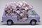 Contemporary purple flower truck, for Valentine\\\'s Day, contains many giant cymbidium flowers