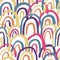 Contemporary rainbows seamless pattern. Hand drawn vector background