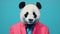 Contemporary Realist Portraits: Vibrant Panda Bear In Pink Suit