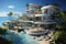 Contemporary Residence luxury villa by the sea, Luxury modern estate property stunning sea view. Summer vacation, tourism