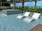 Contemporary semi submerged pool deck chairs