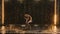 Contemporary sensual ballet choreography performed by slender flexible ballerina amidst the raindrops. Wet woman in