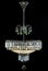Contemporary silver chandelier isolated on black background. Crystal chandelier